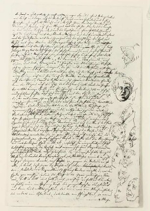 Seite aus der Handschrift "Herr von Hakensterz" mit Handzeichnungen des Dichters