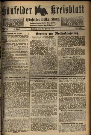Erste Ausgabe vom Dienstag, den 28. Januar 1930.