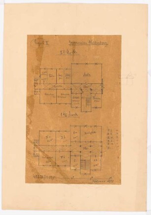 Gymnasium, Waldenburg: 2. Entwurf: Grundriss 1. OG, 2. OG
