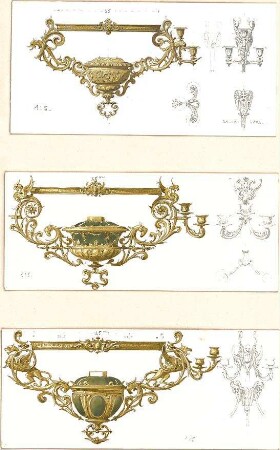 Gmelin, Leopold; Sammlung Gmelin: Handzeichnungen - Folio 8 - verschiedene Hängelampen (Teilansichten)