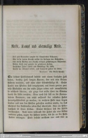 Reise, Kampf und abermalige Reise
