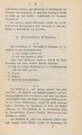 II. Etatsmäßige Einnahme