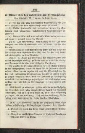 Etwas über den mehrstimmigen Kirchengesang