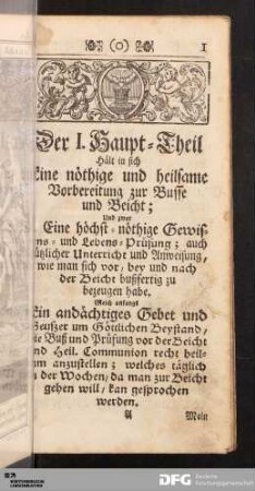 Der I. Haupt-Theil [...].