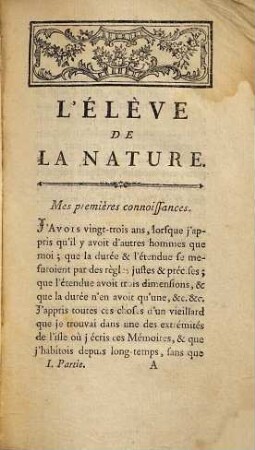L' Éleve De La Nature, 1