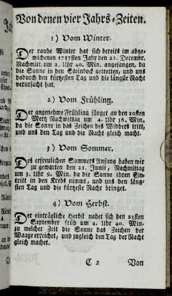 Von denen vier Jahrs-Zeiten. - Von den Sonn- und Monds-Finsternissen.