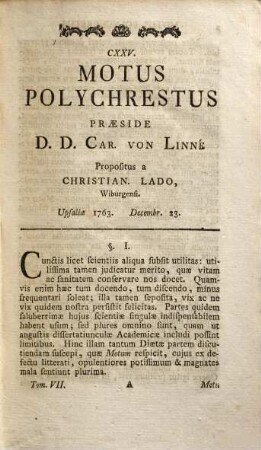 Caroli a Linné Equit. aur. de Stella polari ... Amoenitates Academicae Seu Dissertationes Variae Physicae, Medicae, Botanicae : Antehac Seorsim Editae ; Nunc Collectae Et Auctae ; Cum Tabulis Aeneis, 7