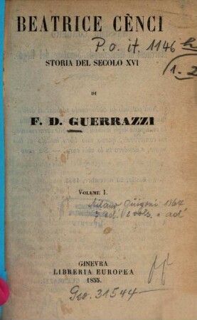 Beatrice Cènci : Storia del secolo XVI, 1