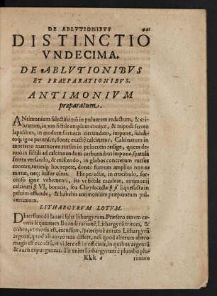 Distinctio Undecima. De Ablutionibus Et Praeparationibus.
