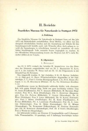 Bericht des Staatlichen Museums für Naturkunde in Stuttgart 1972