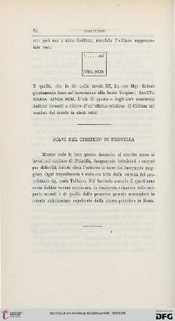 4.Ser.3.1884/85: Scavi nel cimitero di Priscilla