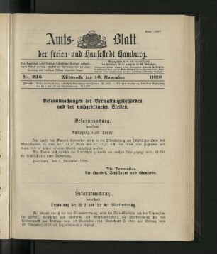 No. 236, 10. November 1920