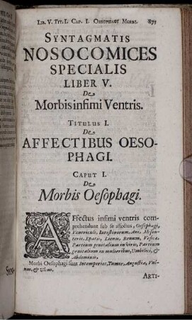 Titulus I. De Affectibus Oesophagi