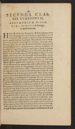 Argvmentvm Hieronymi Wolfii in Panegyricam orationem.