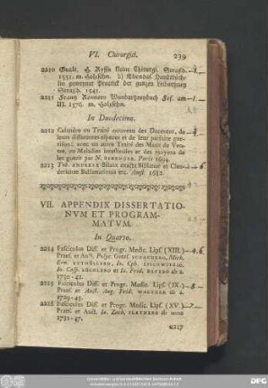 VII. Appendix Dissertationum Et Programmatum.