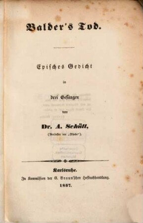 Balder's Tod : Episches Gedicht in drei Gesängen