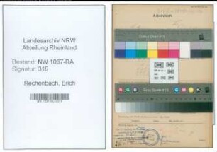 Entnazifizierung Erich Rechenbach , geb. 02.02.1899 (Verw.Angestellter)