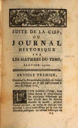 Suite de la clef ou journal historique sur les matières du tems : contenant quelques nouvelles de littérature & autres remarques curieuses, 99. 1766