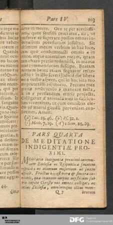 Pars Quarta De Meditatione Indigentiæ Proximi.