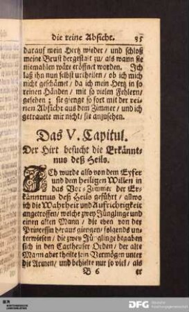 Das V. Capitul. Der Hirt besucht die Erkänntnus deß Heils.