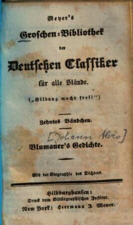 Blumauer's Gedichte