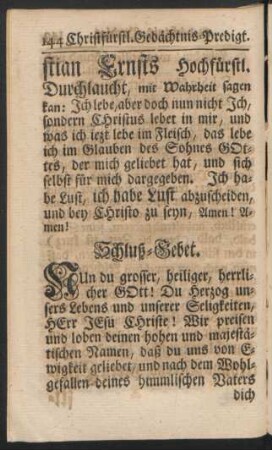Schluß-Gebet