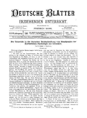 Der Unterricht in der deutschen Rechtschreibung vom Standpunkte der Herbartschen Psychologie aus betrachtet : (Fortsetzung)