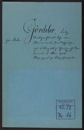 Gördeler, Fritz (Goerdeler) * 6.3.1886