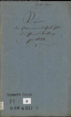 Kirchenbuchduplikat der katholischen Gemeinde Rietberg, Kreis Wiedenbrück (GHT 1822). (Gemeinde: Katholische Gemeinde Rietberg, Kreis Wiedenbrück)