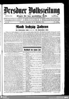 Dresdner Volks-Zeitung : Organ für die Interessen des gesamten werktätigen Volkes