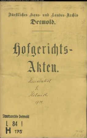 Heuwinkel zu Wissentrup gegen Helmig zu Wissentrup - Schuldforderung