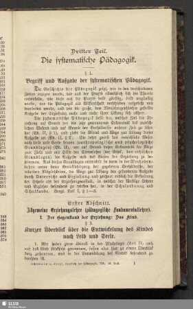 Erster Abschnitt. Allgemeine Erziehungslehre (pädagogische Fundamentallehre)