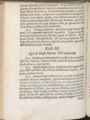 Cap. III. Agit de Causis Notitiæ Dei naturalis.