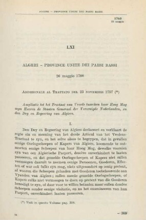 LXI Algeri - Province Unite dei Paesi Bassi 26 maggio 1760