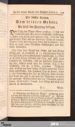 Die fünfte Lection. Vom dritten Gebote.