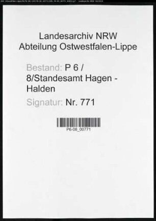 Sterberegister Standesamt Hagen-Halden