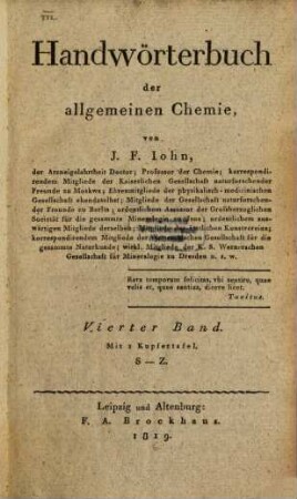 Handwörterbuch der allgemeinen Chemie. 4,1, S