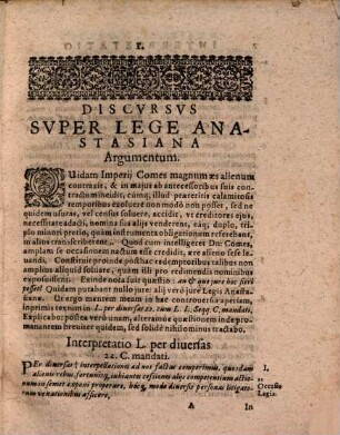 Caspari Manzii IC. Consiliarii & Cancellarii aulici Neo-Palatini Interpretatio Legis Anastasianae Et Resolutio Quaestionis An nomina, Chirographa, vel instrumenta obligationum minori pretio redimi, iisque redemptis actiones in solidum, an vero iuxta concurrentem pretii duntaxat quantitatem exerceri possint?