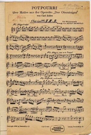 Potpourri über Motive aus der Operette: "Der Obersteiger"