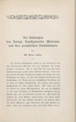 Die Bibliothek des Königl. Kunstgewerbe-Museums und ihre graphischen Sammlungen