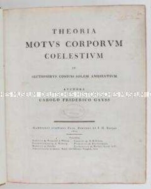 Erstausgabe von Gauss' Theoria motus corporum coelestium