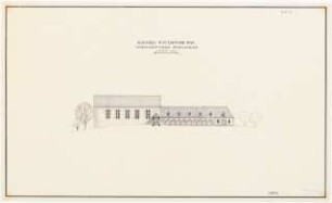 Siedlung für Kriegsbeschädigte Schinkelwettbewerb 1945: Gemeinschaftshaus. Seiten-Ansicht 1:200