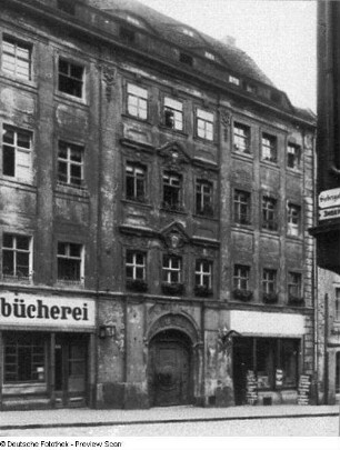 Bautzen, Heringsgasse 3. Wohnhaus mit Läden (vor 1636). Straßenansicht
