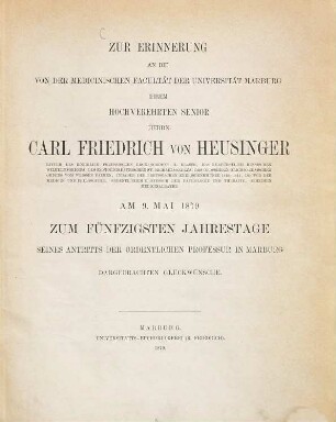 Die Altersdisposition : ein Beitrag zur Physiologie und Pathologie der einzelnen Altersstufen des Menschen ; Festschrift für C. F. Heusinger