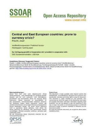 Central and East European countries: prone to currency crisis?