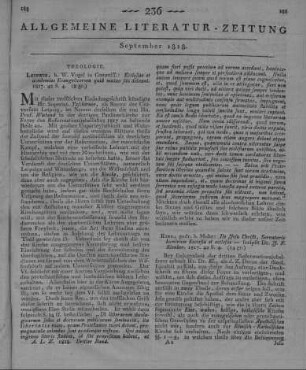 Tzschirner, H. G.: Ecclesiae et academiae Evangelicorem quid mutuo sibi debeant. Leipzig: Vogel 1817