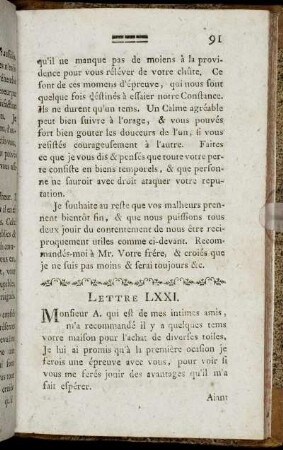 Lettre LXXI. - Lettre C.