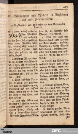 III. Gesinnungen und Pflichten in Beziehung auf unsre Nebenmenschen.