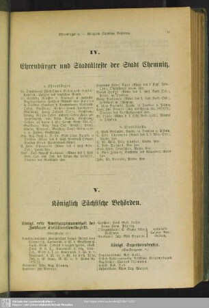 IV. Ehrenbürger und Stadtälteste der Stadt Chemnitz
