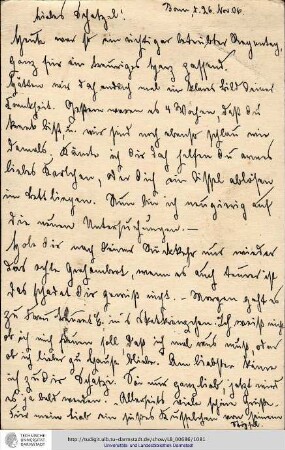Postkarte vom 26.11.1906